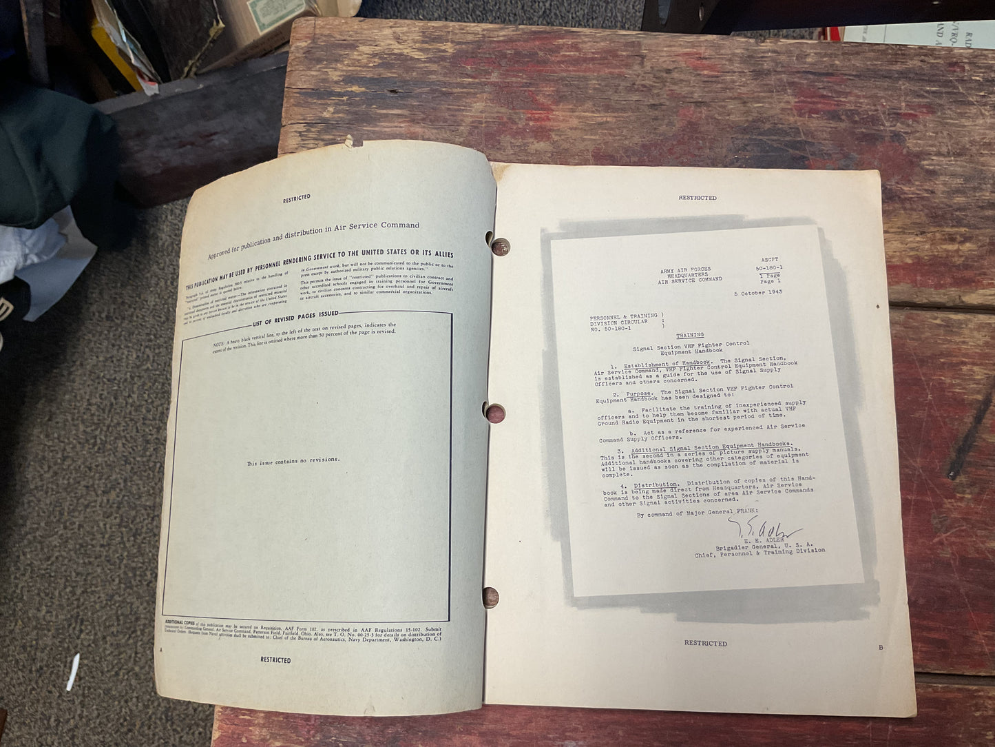 WWII Air Service Command VHF Fighter Control Equipment Handbook – Restricted Signal Section Manual (1943)