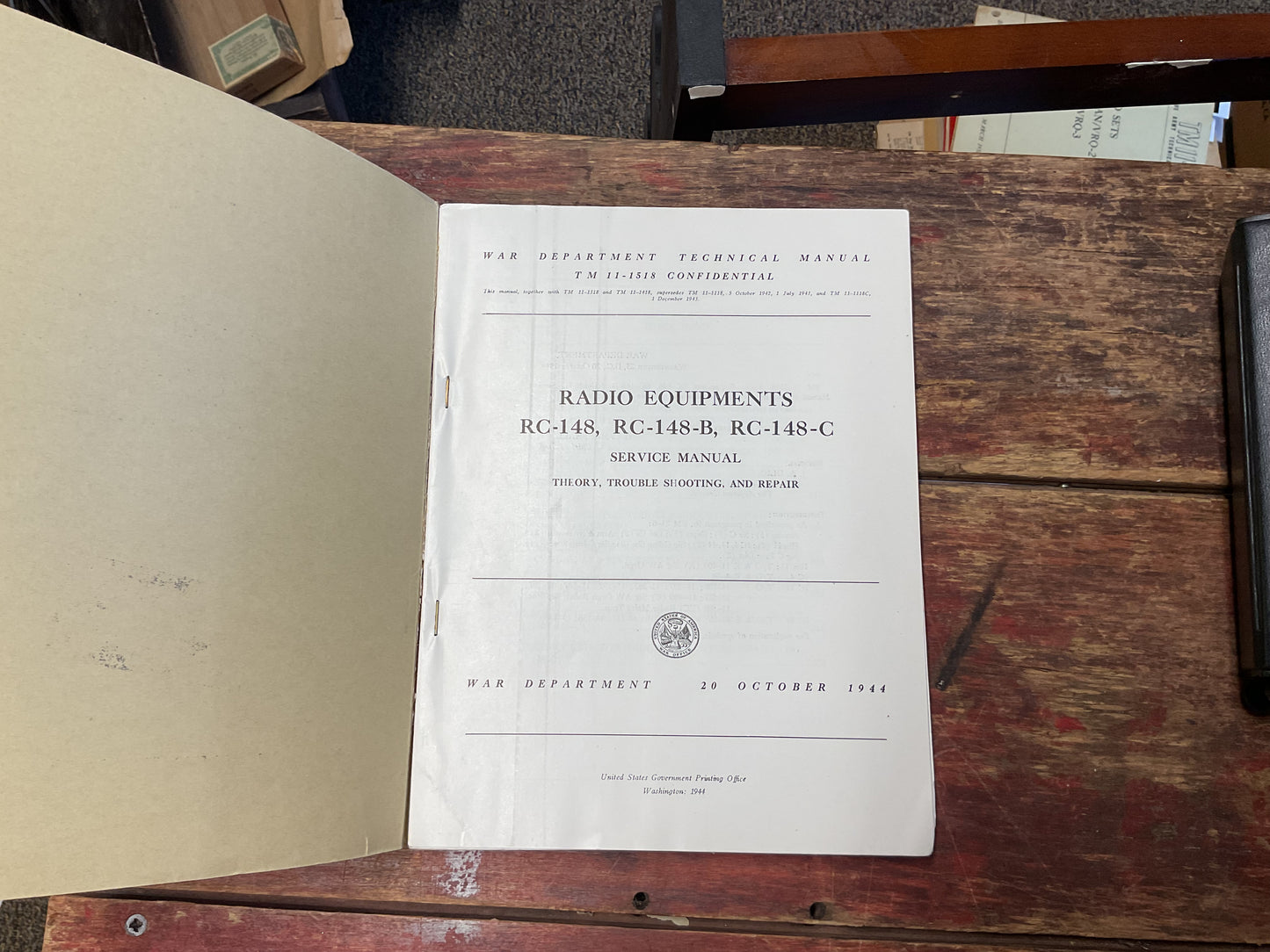 TM 11-1518 Radio Equipments RC-148, RC-148-B & RC-148-C Service Manual – Confidential (1944)