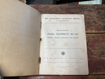 TM 11-1532 Radio Equipment RC-184 Service Manual – Confidential (1944)