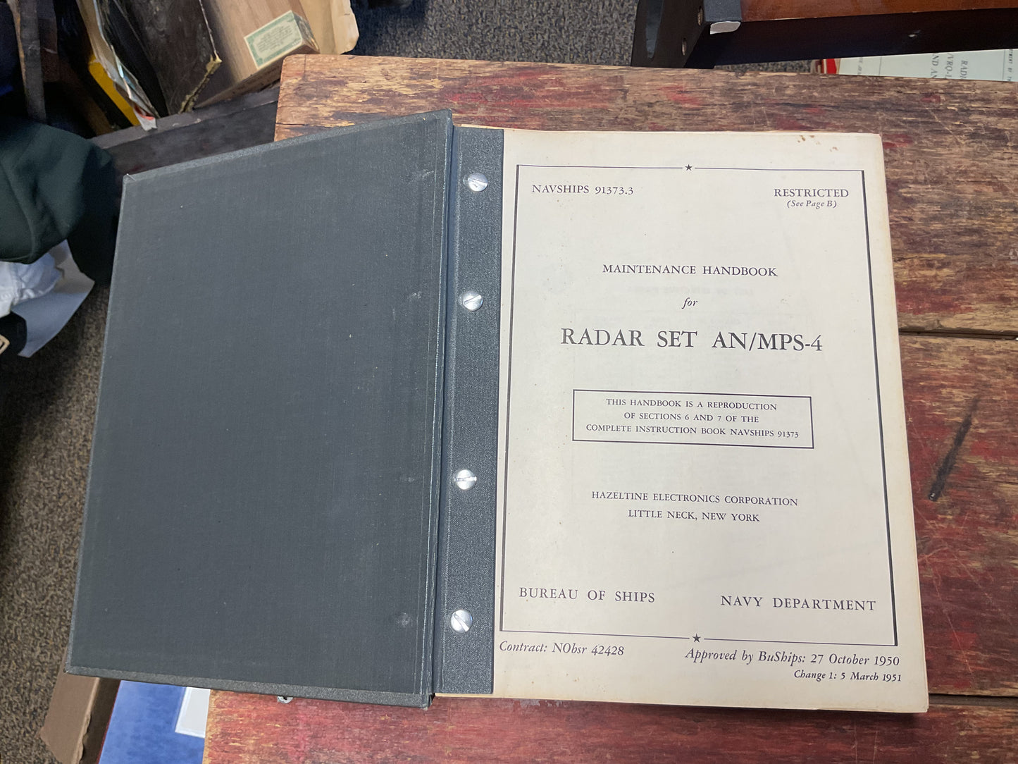 NAVSHIPS 91373.3 Maintenance Handbook for Radar Set AN/MPS-4 – Restricted (1950/1951)