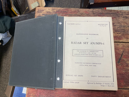 NAVSHIPS 91373.3 Maintenance Handbook for Radar Set AN/MPS-4 – Restricted (1950/1951)
