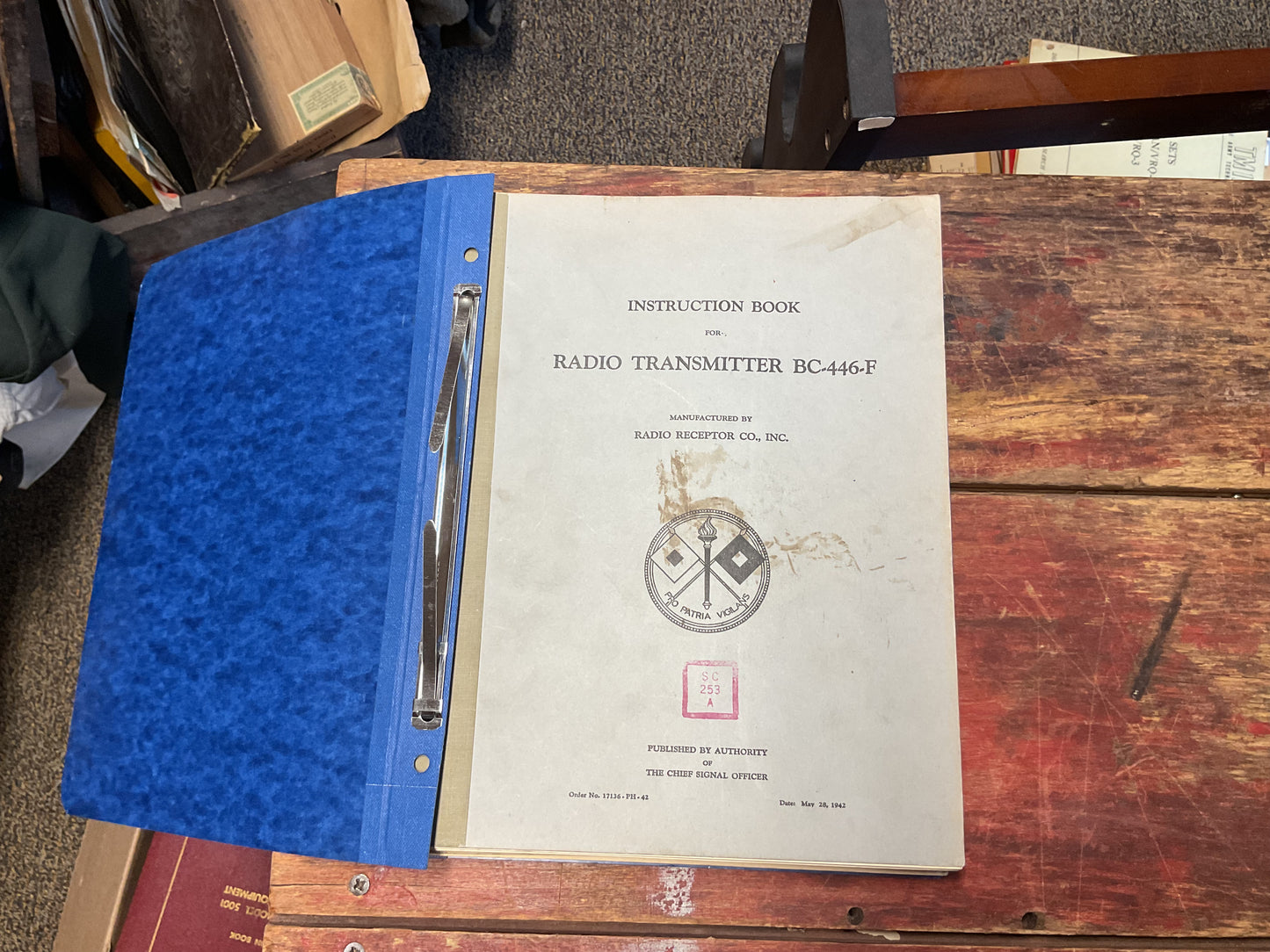 WWII Radio Receptor Co. BC-446-F & BC-446-J Radio Transmitter Technical Manual Binder Lot (1942–1943)