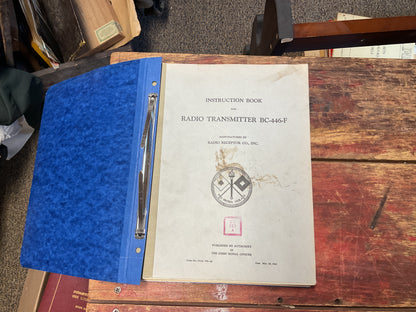 WWII Radio Receptor Co. BC-446-F & BC-446-J Radio Transmitter Technical Manual Binder Lot (1942–1943)