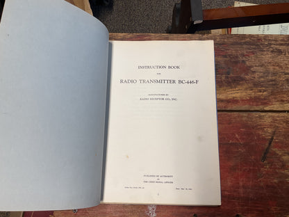 WWII Radio Receptor Co. BC-446-F & BC-446-J Radio Transmitter Technical Manual Binder Lot (1942–1943)