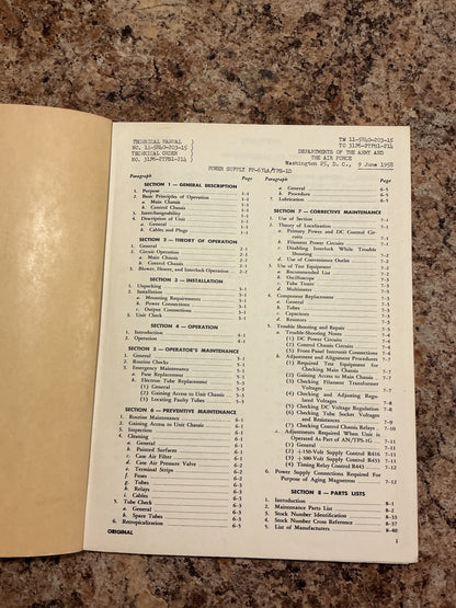 1958 U.S. Army & Air Force Technical Manual TM 11-5840-203-15