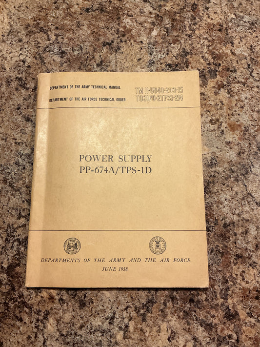 1958 U.S. Army & Air Force Technical Manual TM 11-5840-203-15