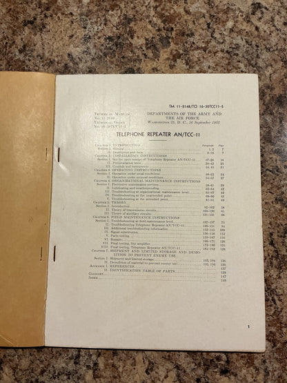 1953 AN/TCC-11 Telephone Repeater Technical Manual TM 11-2148