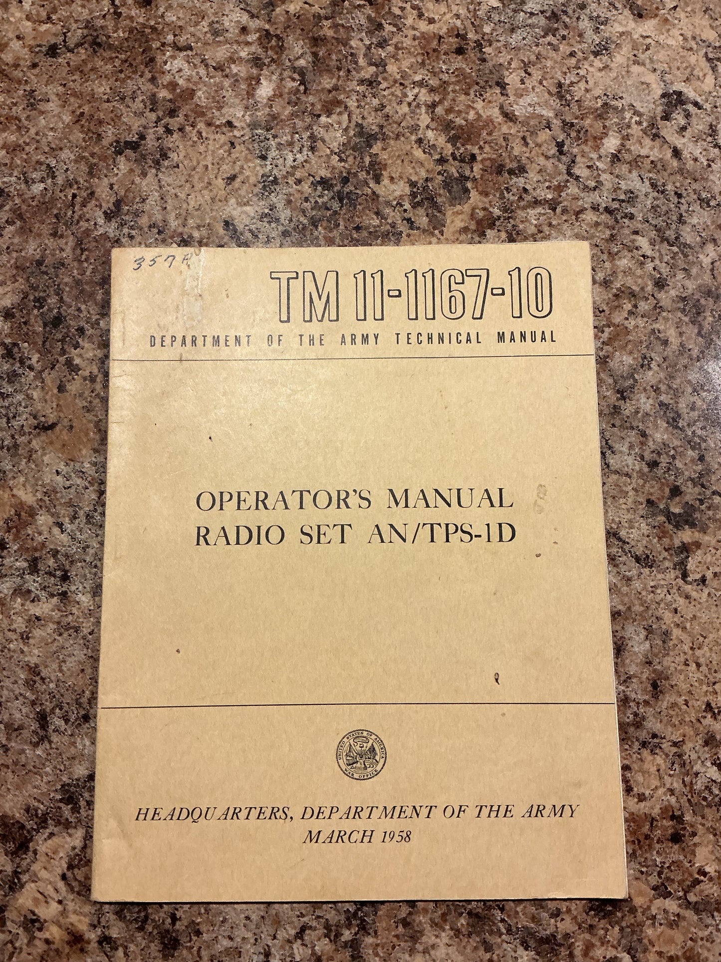 1958 U.S. Army TM 11-1167-10 Operator’s Manual