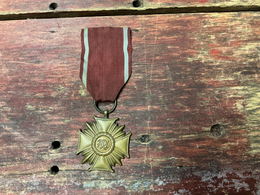 Polish People’s Republic Medal of Merit Style Decoration – PRL Cross with Maroon Ribbon