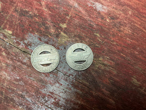 Pittsburgh Railways Co. Fare Tokens – Pittsburgh Streetcar & Transit Transit Tokens (Lot of 2)