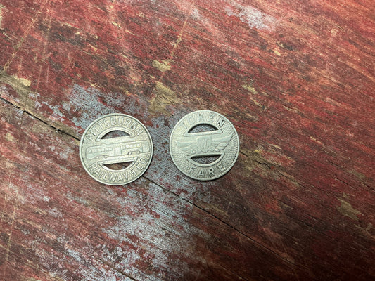 Pittsburgh Railways Co. Fare Tokens – Pittsburgh Streetcar & Transit Transit Tokens (Lot of 2)