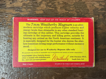 Vintage Weatherby 7mm Weatherby Magnum Ammunition Box EMPTY
