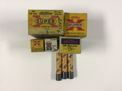 Vintage Western Ammunition & Shot Shell Box Lot – 5 Empty Boxes Plus 3 Hulls