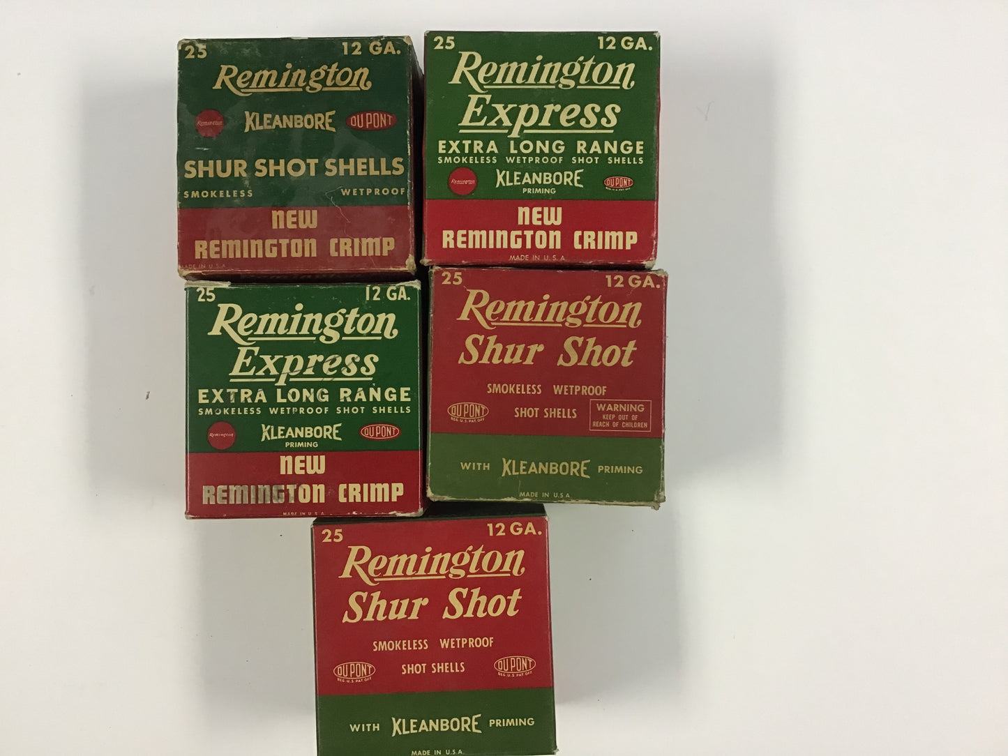 Vintage Remington 12 Gauge Ammunition Box Lot – 5 Empty Kleanbore Shell Boxes