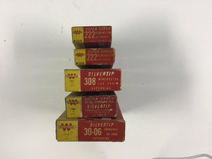 Vintage Winchester & Remington Rifle Ammunition Box Lot – 5 Empty Boxes – Silvertip & Super Speed