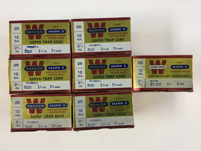 Winchester Ranger Mark 5 & Super-Speed Shotgun Shell Box Lot – 7 Empty Boxes – 12 Gauge