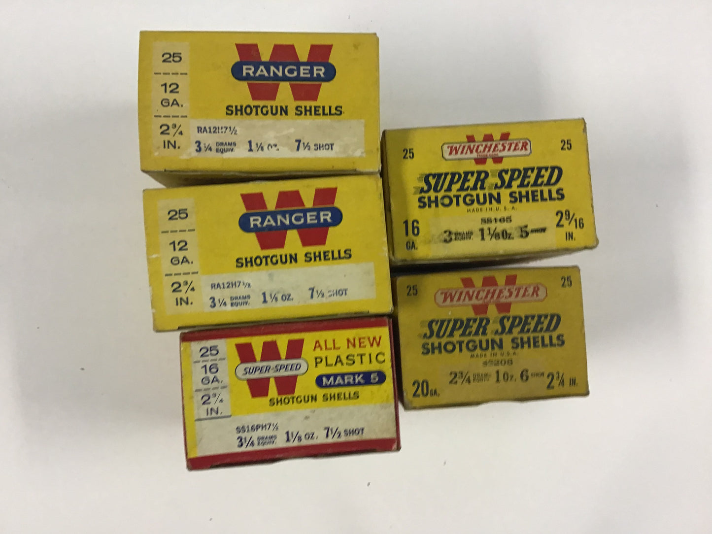 Winchester Ranger & Super-Speed Shotgun Shell Box Lot – 5 Empty Boxes – Mixed Gauges