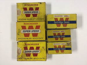 Winchester Super-Speed Power-Point & Cartridge Case Box Lot – 6 Empty Boxes