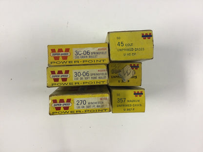 Winchester Super-Speed Power-Point & Cartridge Case Box Lot – 6 Empty Boxes
