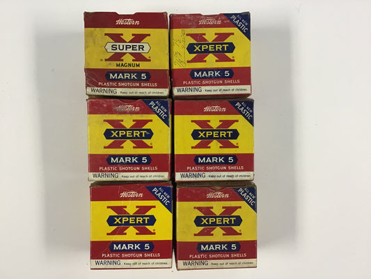 Vintage Western Xpert & Super-X Mark 5 Shotgun Shell Box Lot – 6 Empty Boxes – 20 Gauge