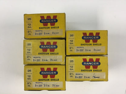 Winchester Ranger 12 Gauge Shotgun Shell Box Lot – 5 Empty Boxes