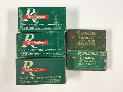 Vintage Remington Ammunition Box Lot – 5 Empty Boxes – .38 Special & .222 Remington