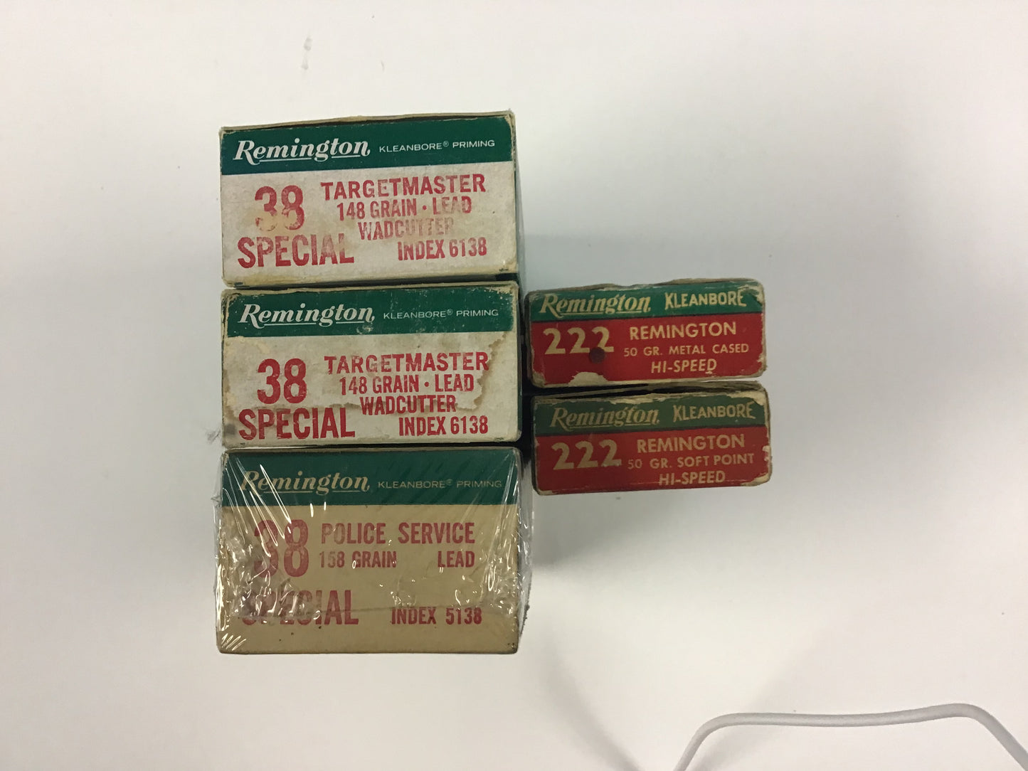 Vintage Remington Ammunition Box Lot – 5 Empty Boxes – .38 Special & .222 Remington