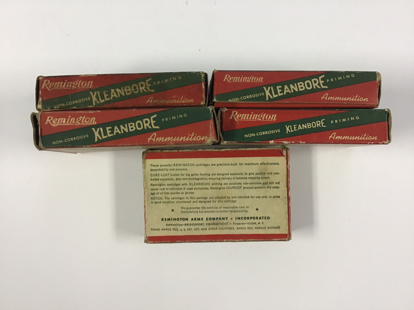 Vintage Remington Kleanbore Ammunition Box Lot – 5 Empty Boxes – Classic Rifle Cartridges
