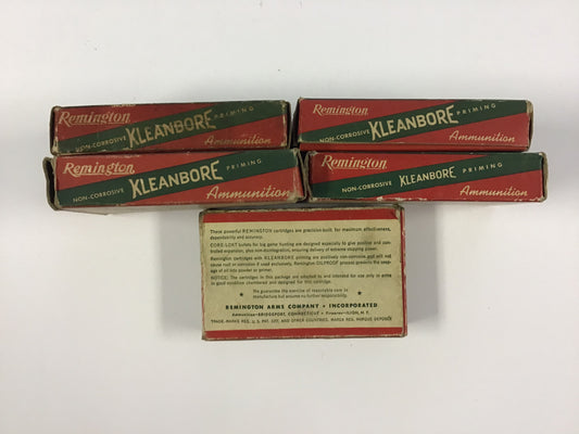 Vintage Remington Kleanbore Ammunition Box Lot – 5 Empty Boxes – Classic Rifle Cartridges