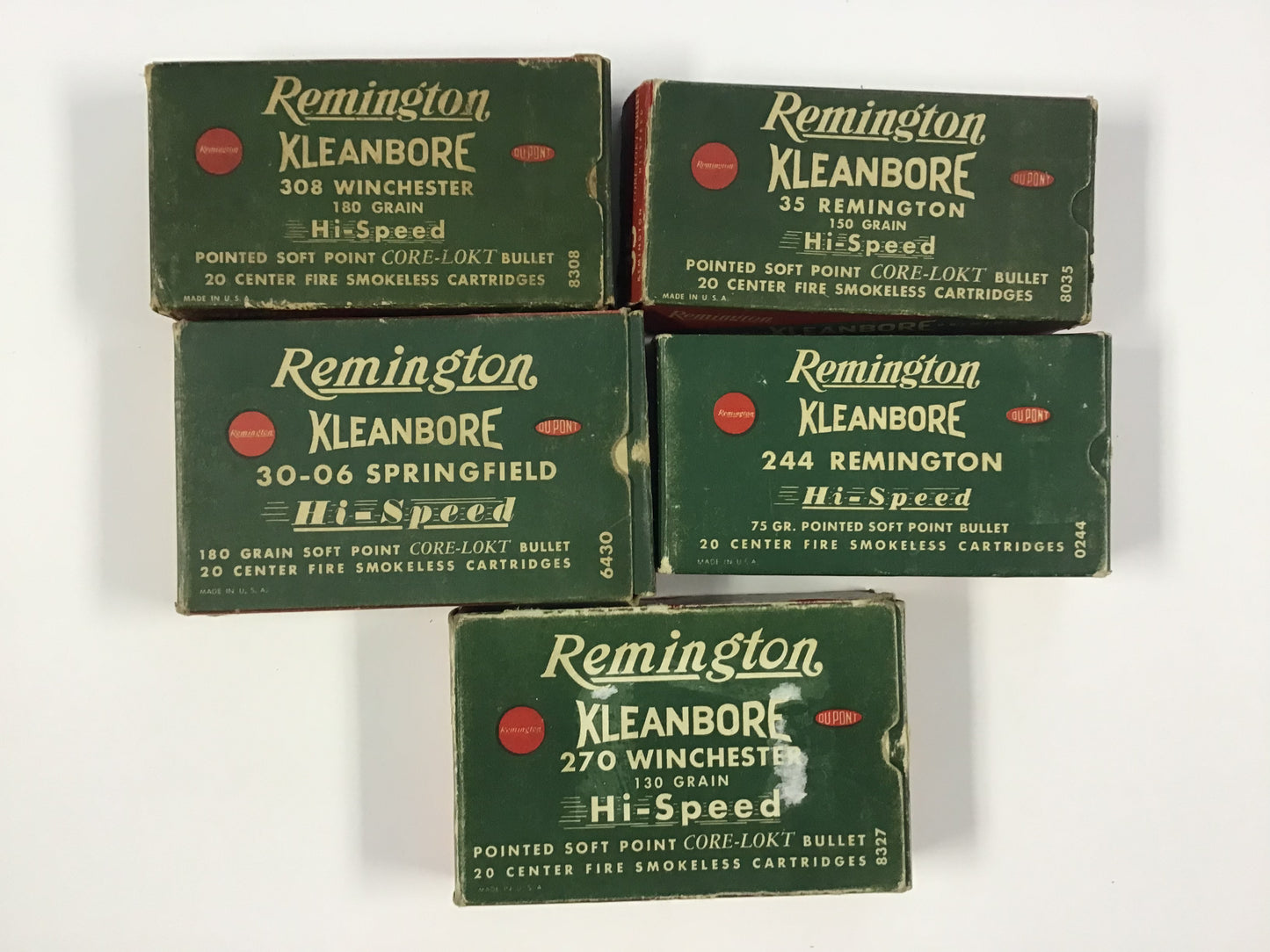 Vintage Remington Kleanbore Ammunition Box Lot – 5 Empty Boxes – Classic Rifle Cartridges