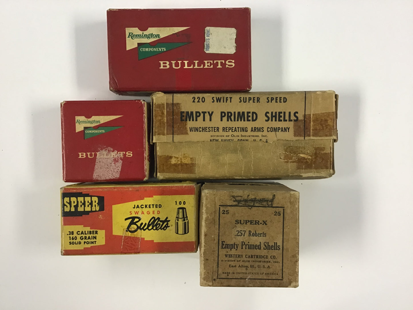 Vintage Reloading & Component Box Lot – Remington, Winchester & Speer – 5 Empty Boxes