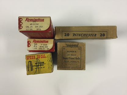 Vintage Reloading & Component Box Lot – Remington, Winchester & Speer – 5 Empty Boxes