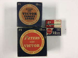Vintage Peters & Remington Ammunition Box Lot – 4 Empty Boxes – Victor Target Loads & .22 Rimfire