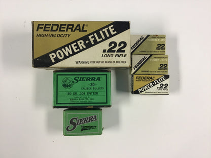Federal & Sierra Reloading / Ammunition Box Lot – 6 Empty Boxes