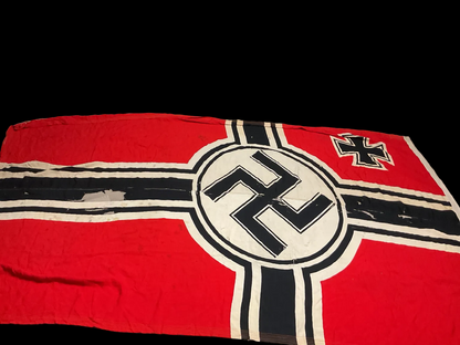 Original WWII German Kriegsmarine Reichkriegsflagge-Wurttemburgische Cattunmanufactur-Massive 6’x12’ War Flag