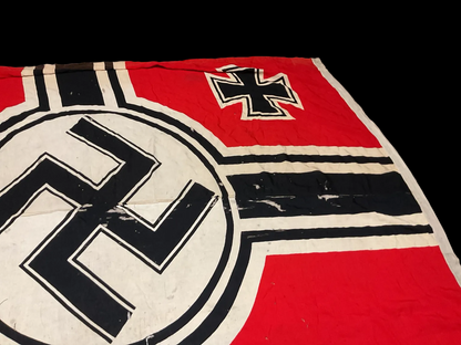 Original WWII German Kriegsmarine Reichkriegsflagge-Wurttemburgische Cattunmanufactur-Massive 6’x12’ War Flag