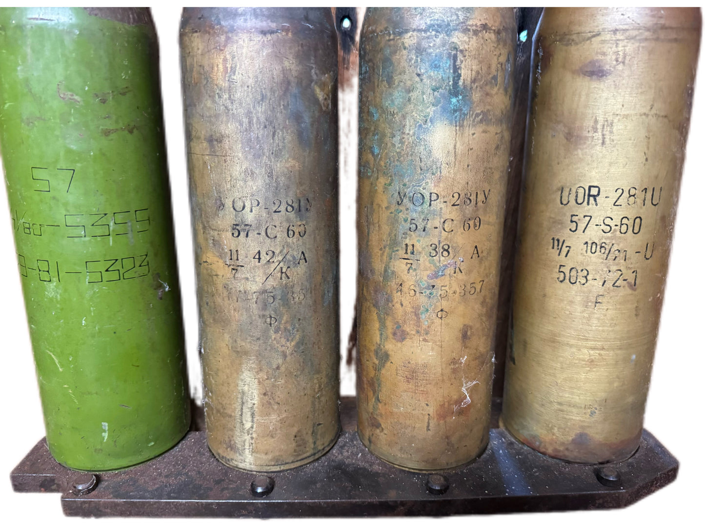 Inert Soviet 57mm S-60 Anti-Aircraft Rounds on Original Clip