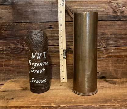 WWI British 18 Pounder Casing with Argonne Forest Projectile