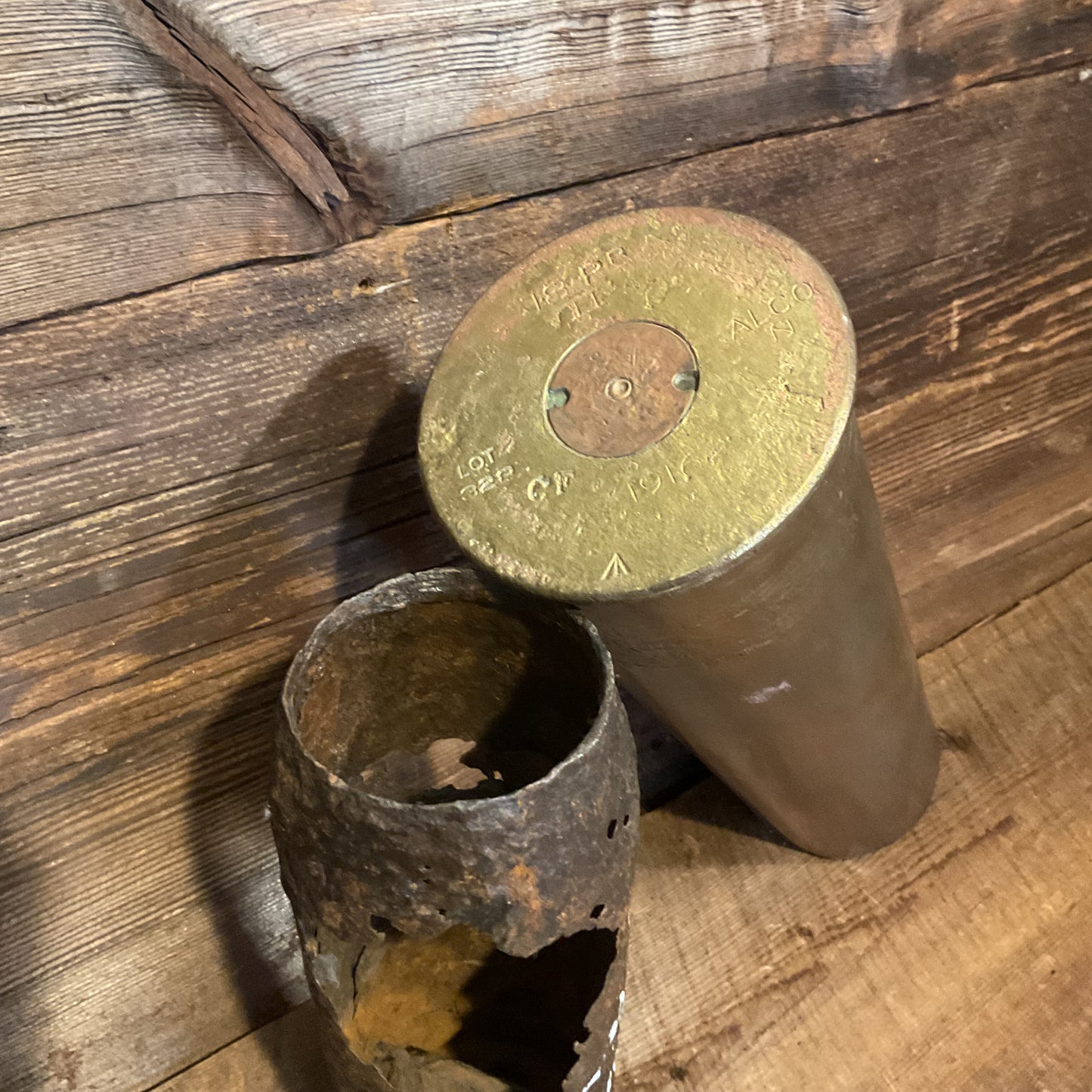 WWI British 18 Pounder Casing with Argonne Forest Projectile