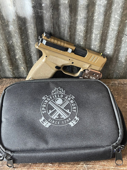 Springfield Armory Hellcat 9mm – FDE – TRICA Laser/Light – Clipdraw Carry System – 2 Magazines – Original Pouch