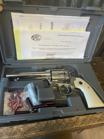 Ruger New Model Bisley Vaquero – .357 Magnum – Stainless Steel – Original Box &amp; Custom Leather Holster