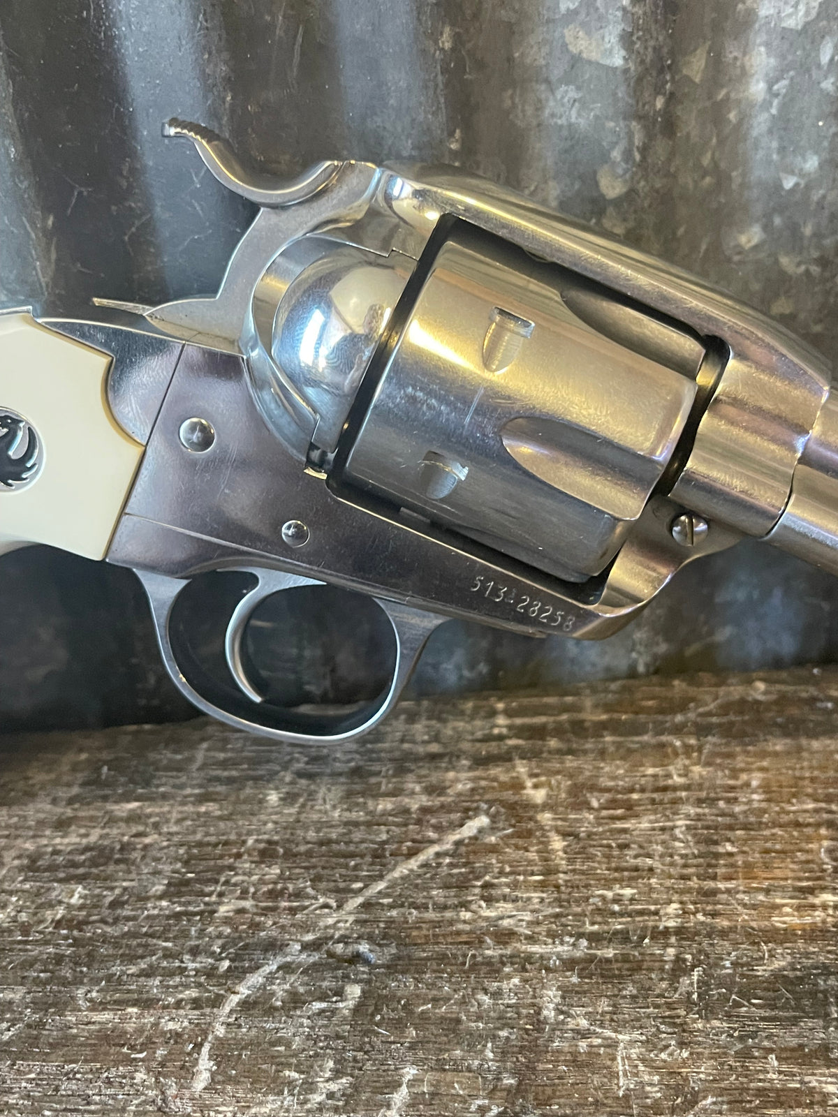 Ruger New Model Bisley Vaquero – .357 Magnum – Stainless Steel – Original Box &amp; Custom Leather Holster