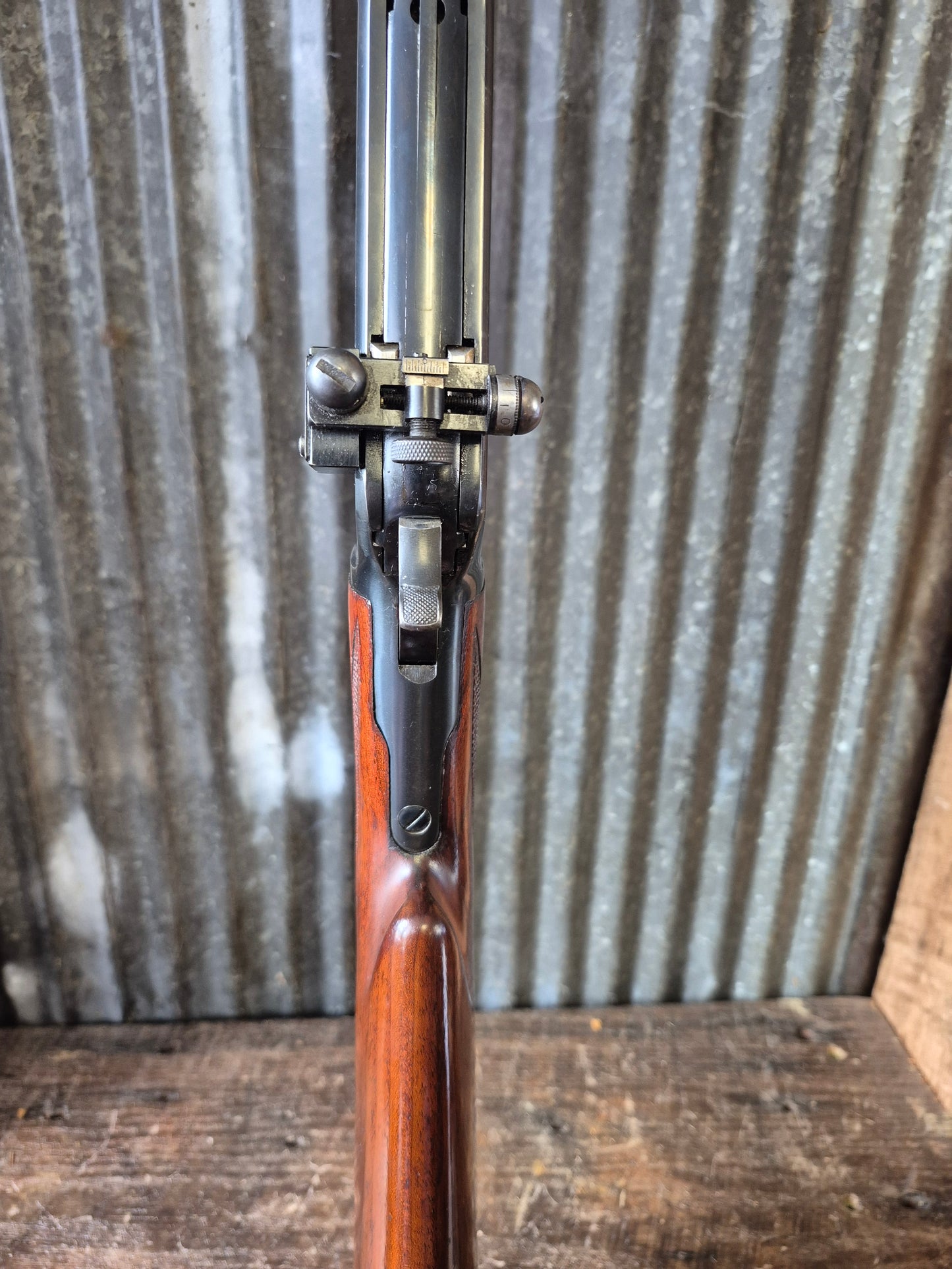 Winchester Model 71 Deluxe with Redfield rear peep sight.