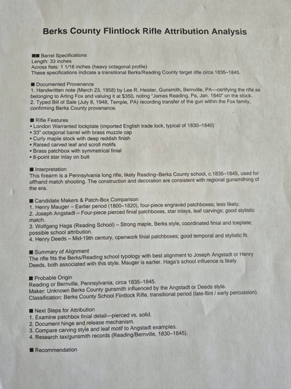 Pennsylvania (Berks county) .45cal flintlock target rifle