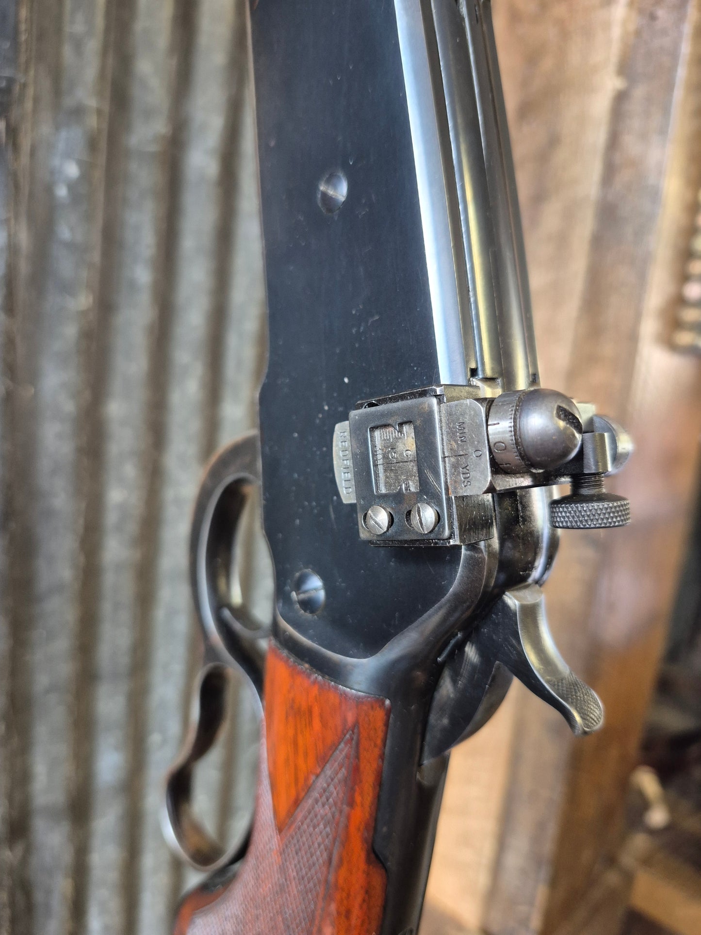 Winchester Model 71 Deluxe with Redfield rear peep sight.
