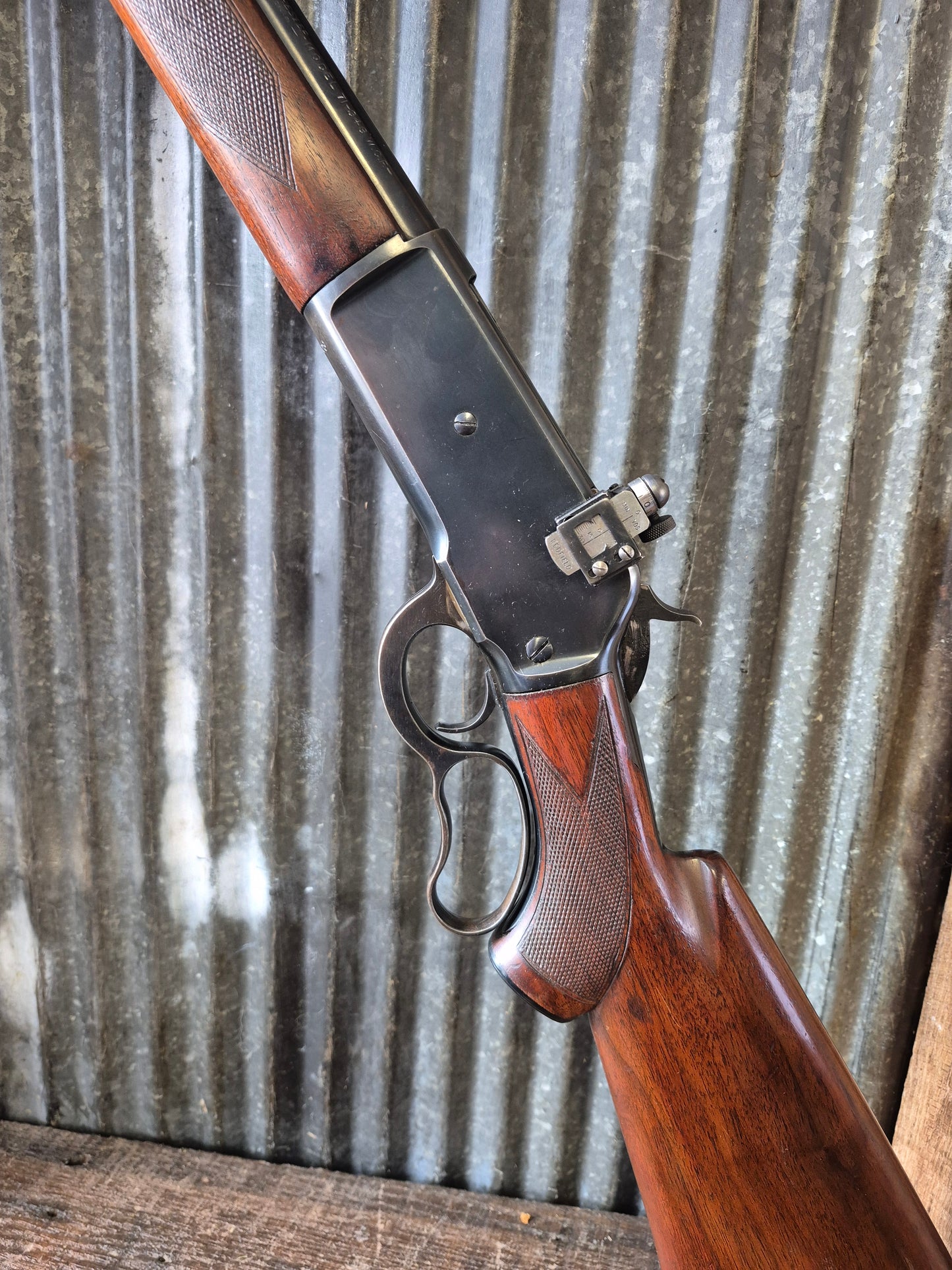 Winchester Model 71 Deluxe with Redfield rear peep sight.
