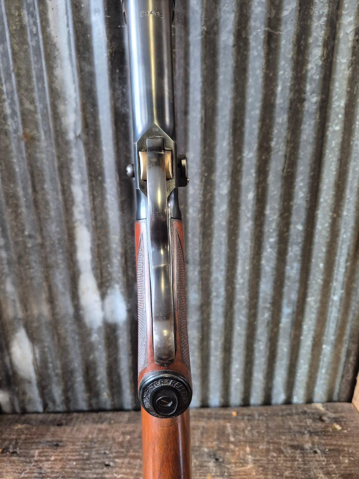 Winchester Model 71 Deluxe with Redfield rear peep sight.