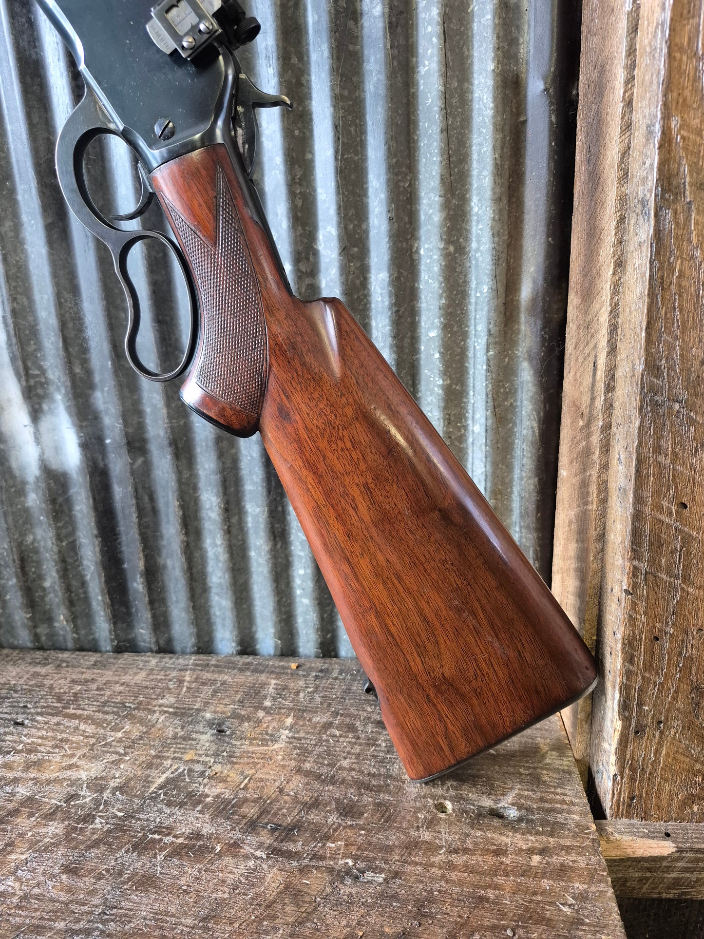 Winchester Model 71 Deluxe with Redfield rear peep sight.